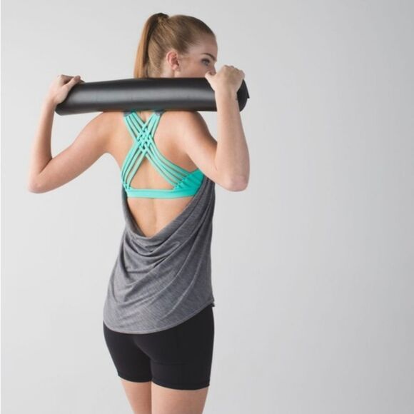 Lululemon 2-In-1 Wild Tank Top Built-in-Bra Heathered Slate Bali Breeze Women's - Picture 1 of 10